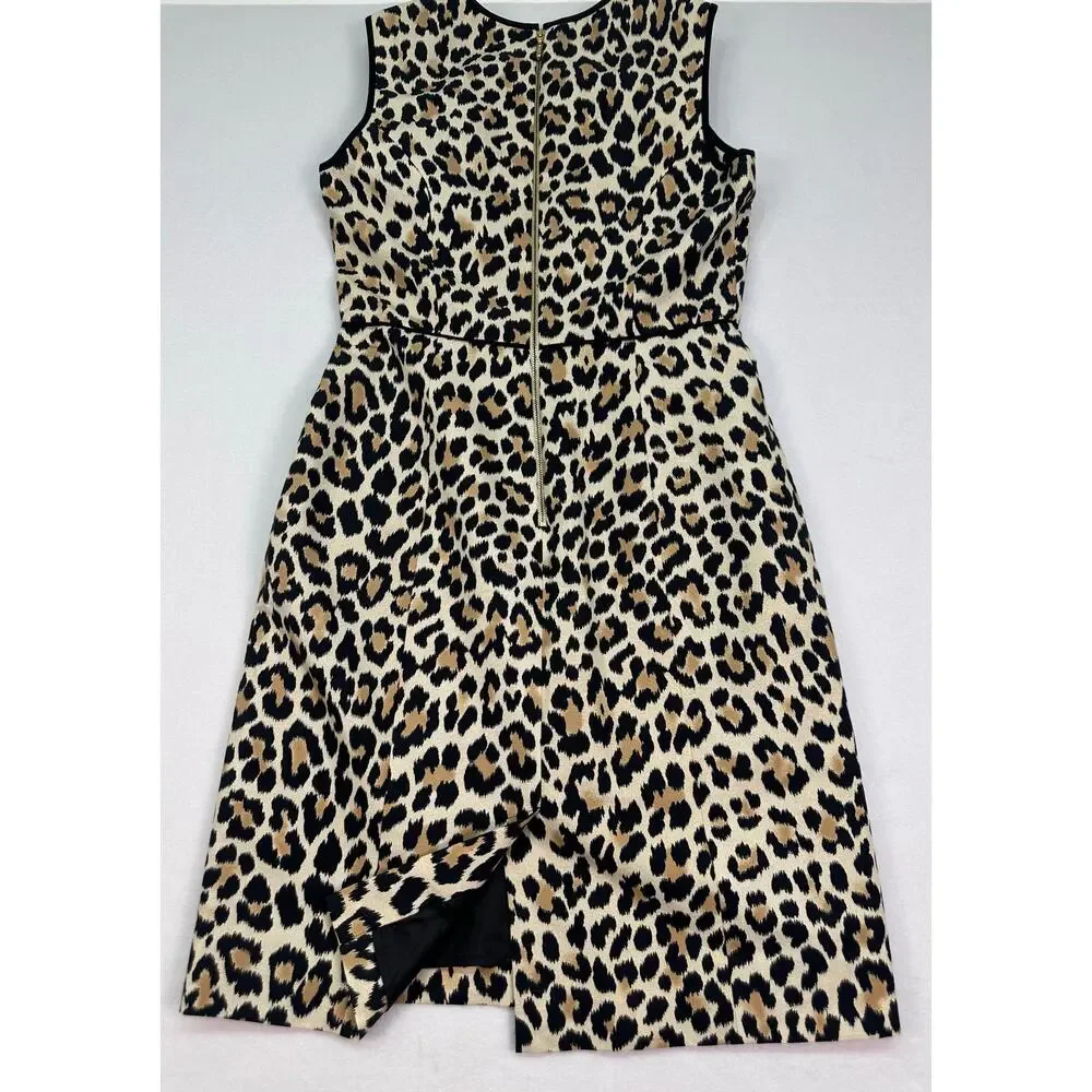 Kate Spade New York Leopard Print Sleeveless Sheath Dress Size 6 Silk Blend - Picture 5 of 11